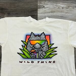 Vintage 90s Stoner Funny Max Wild Thing White Mens XL Single Stitch T-Shirt Tee